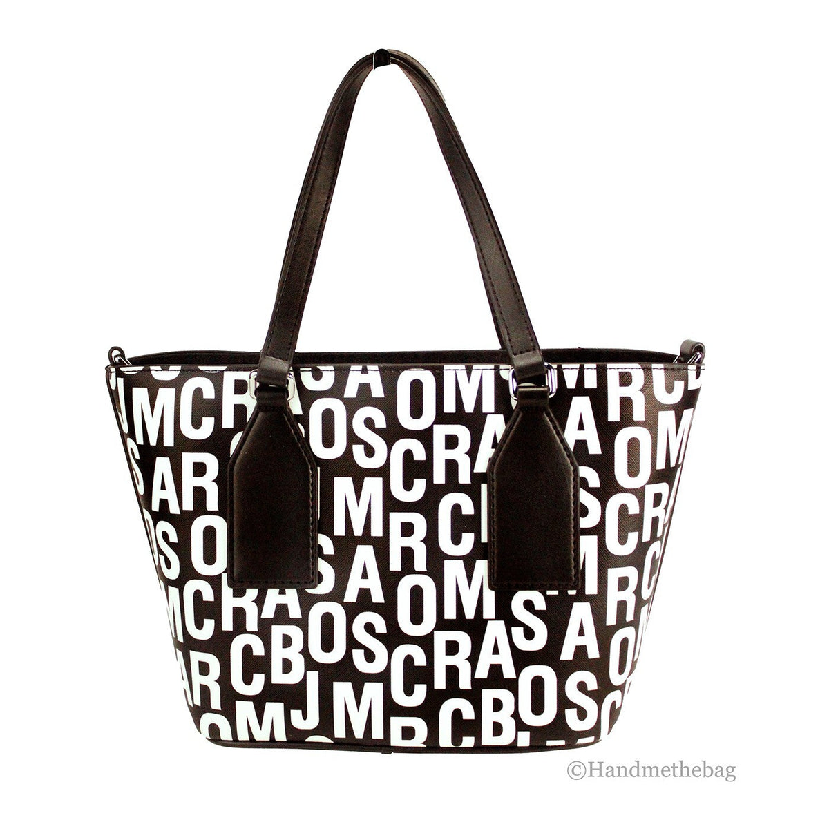 Marc Jacobs Marc Jacobs Babe Top Handle Monogram Print Saffiano Leather Tote Bag - Black