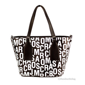 Marc Jacobs Babe Top Handle Monogram Print Saffiano Leather Tote Bag - Black
