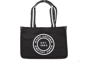 Marc Jacobs Belt Shoulder Shoulder Logo - Printed Canvas Tote Bag - Black