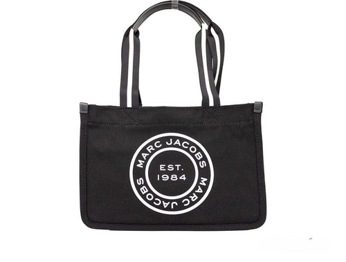 Marc Jacobs Belt Shoulder Shoulder Logo - Printed Canvas Tote Bag - Black