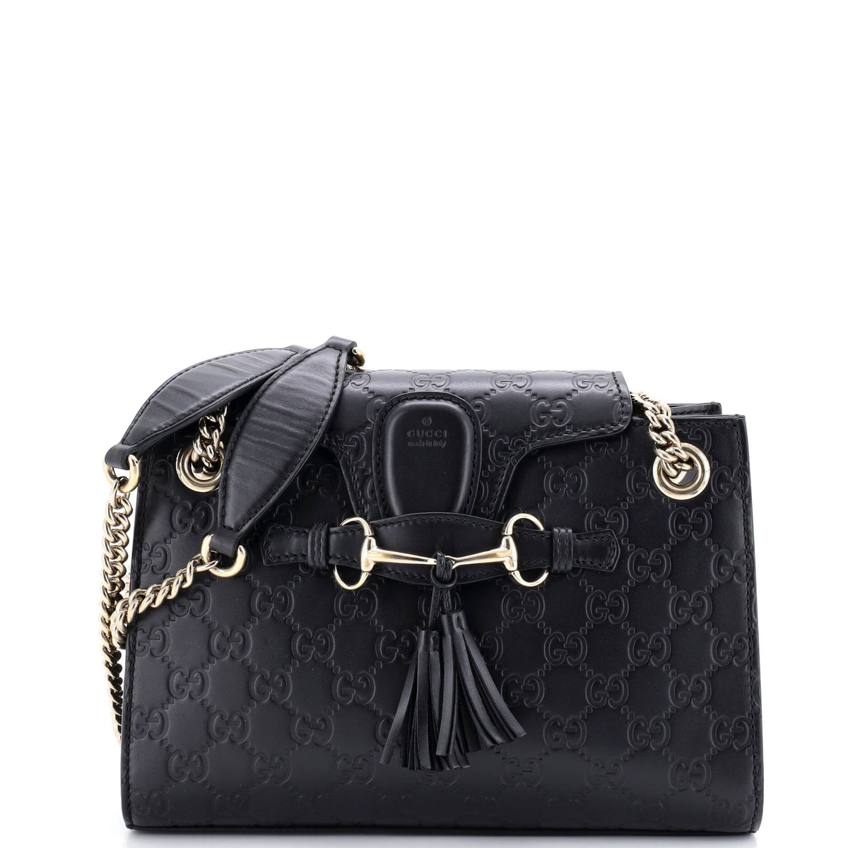 Gucci GUCCI Emily Chain Flap Shoulder Bag Guccissima Leather Small