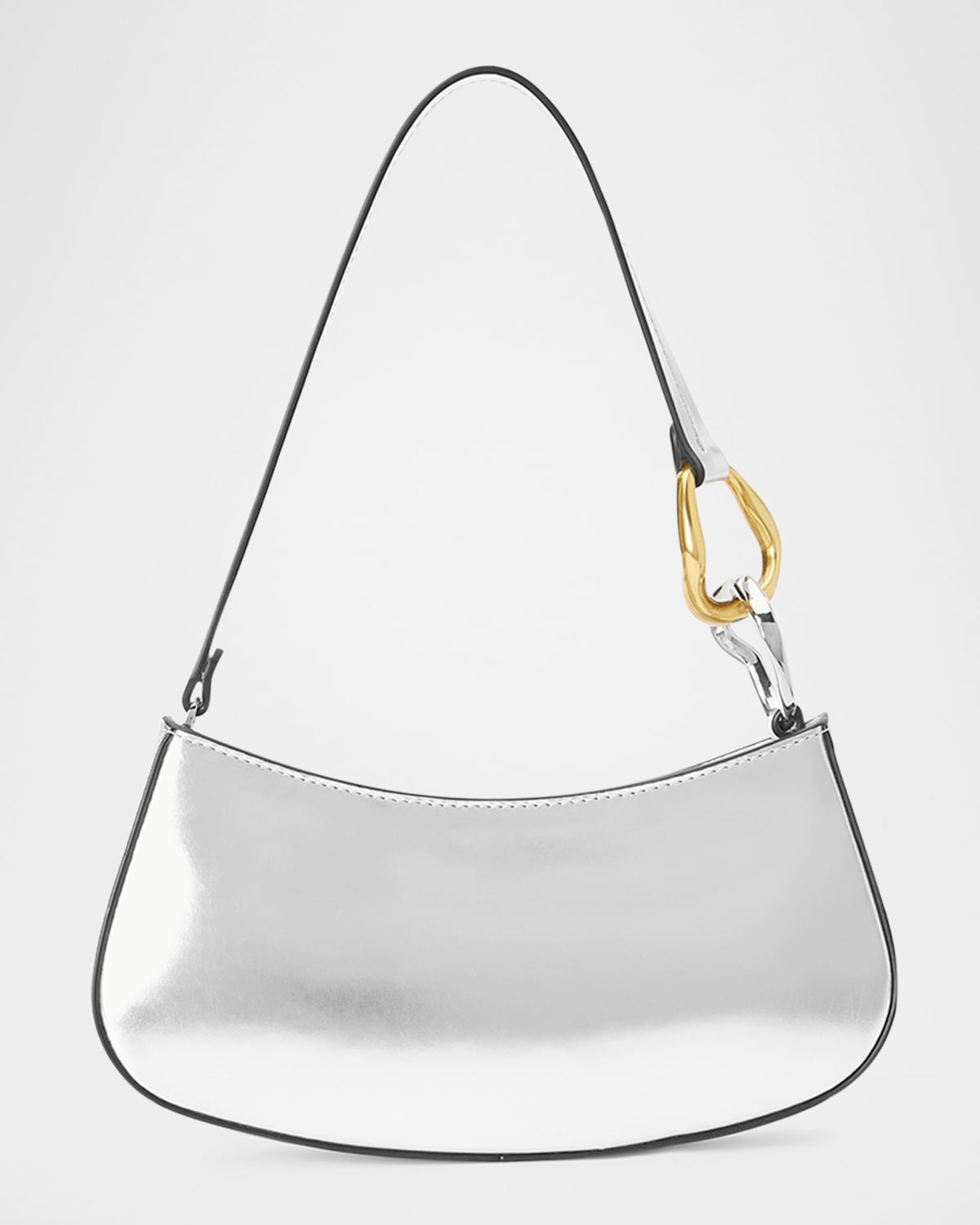 Staud Ollie Crackeld Metallic Shoulder Bag