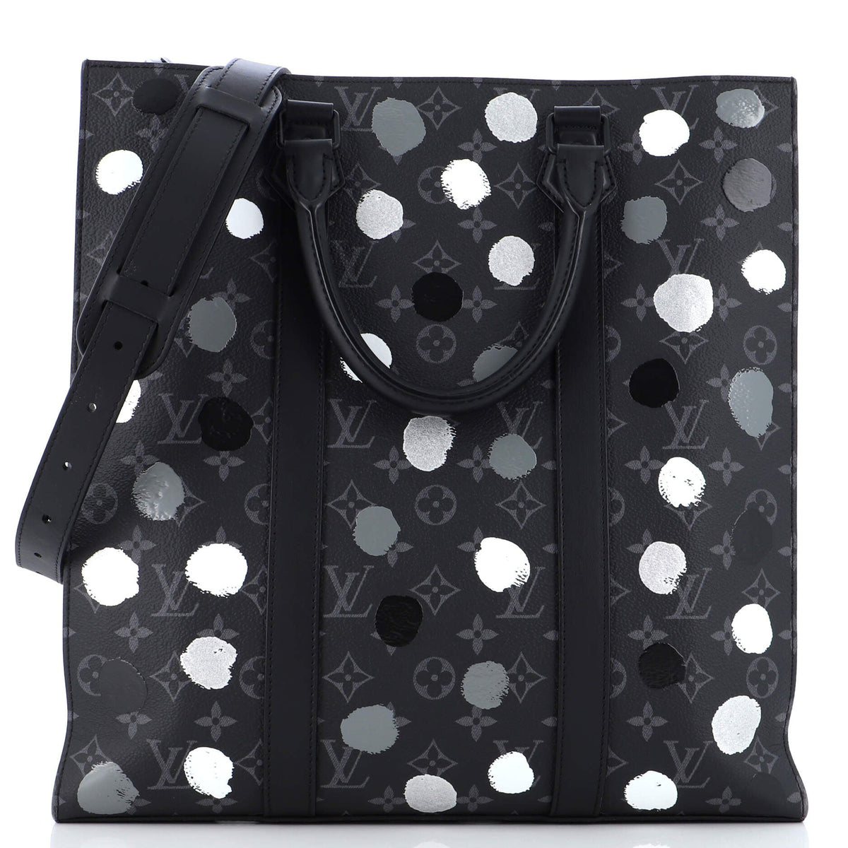 Louis Vuitton Sac Plat Bag Yayoi Kusama Painted Dots Monogram Eclipse Canvas
