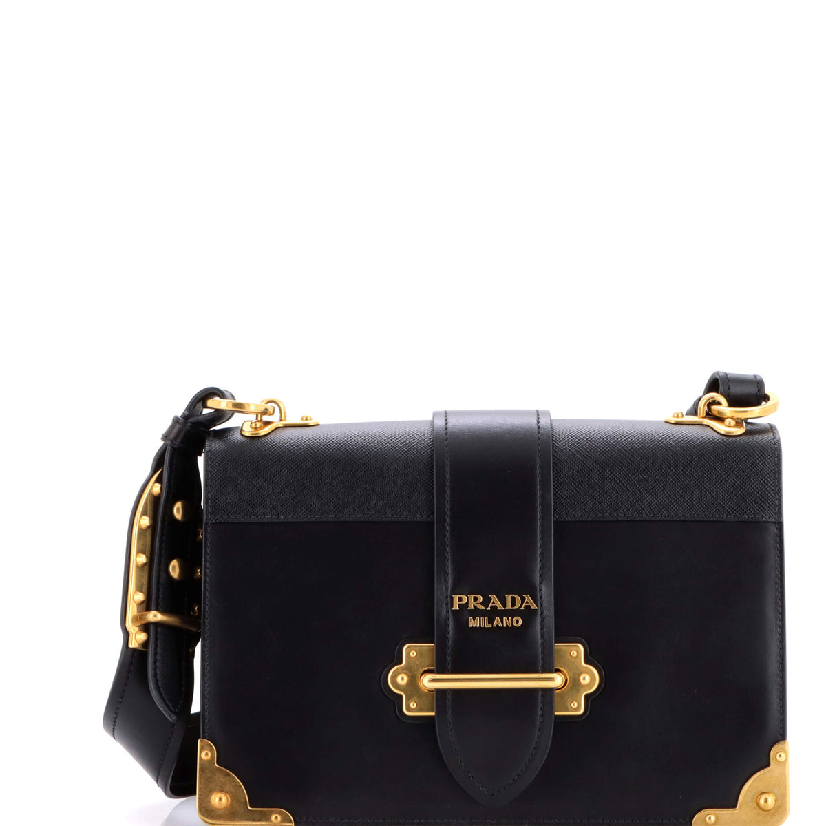 Prada PRADA Cahier Crossbody Bag Leather and Saffiano Leather Large