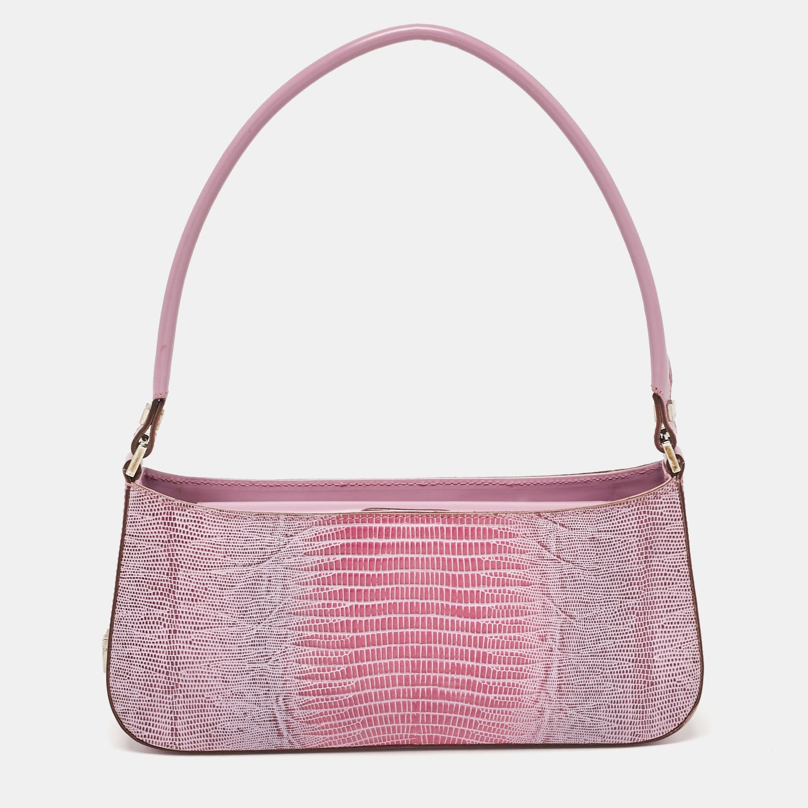 Salvatore Ferragamo Lilac Lizard Embossed Leather Shoulder Bag