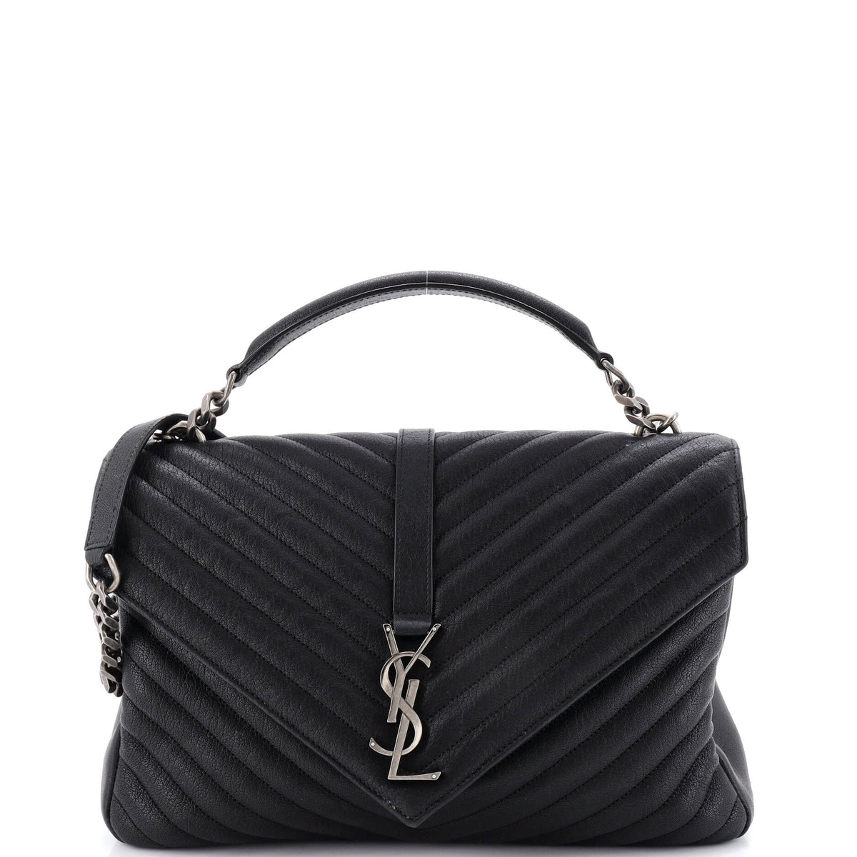 Saint Laurent Classic Monogram College Bag Matelasse Chevron Leather Large