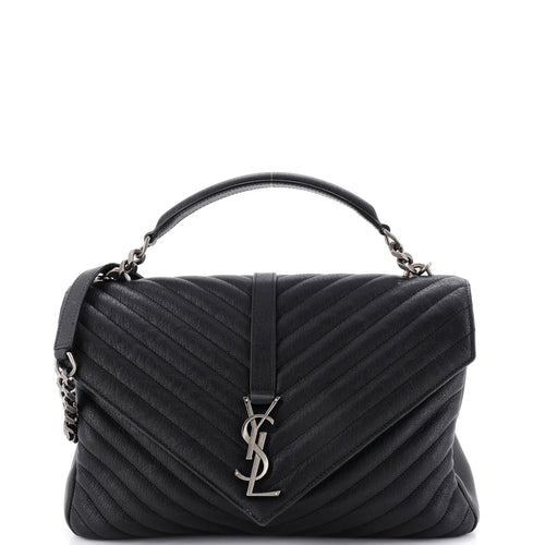 Classic Monogram College Bag Matelasse Chevron Leather Large