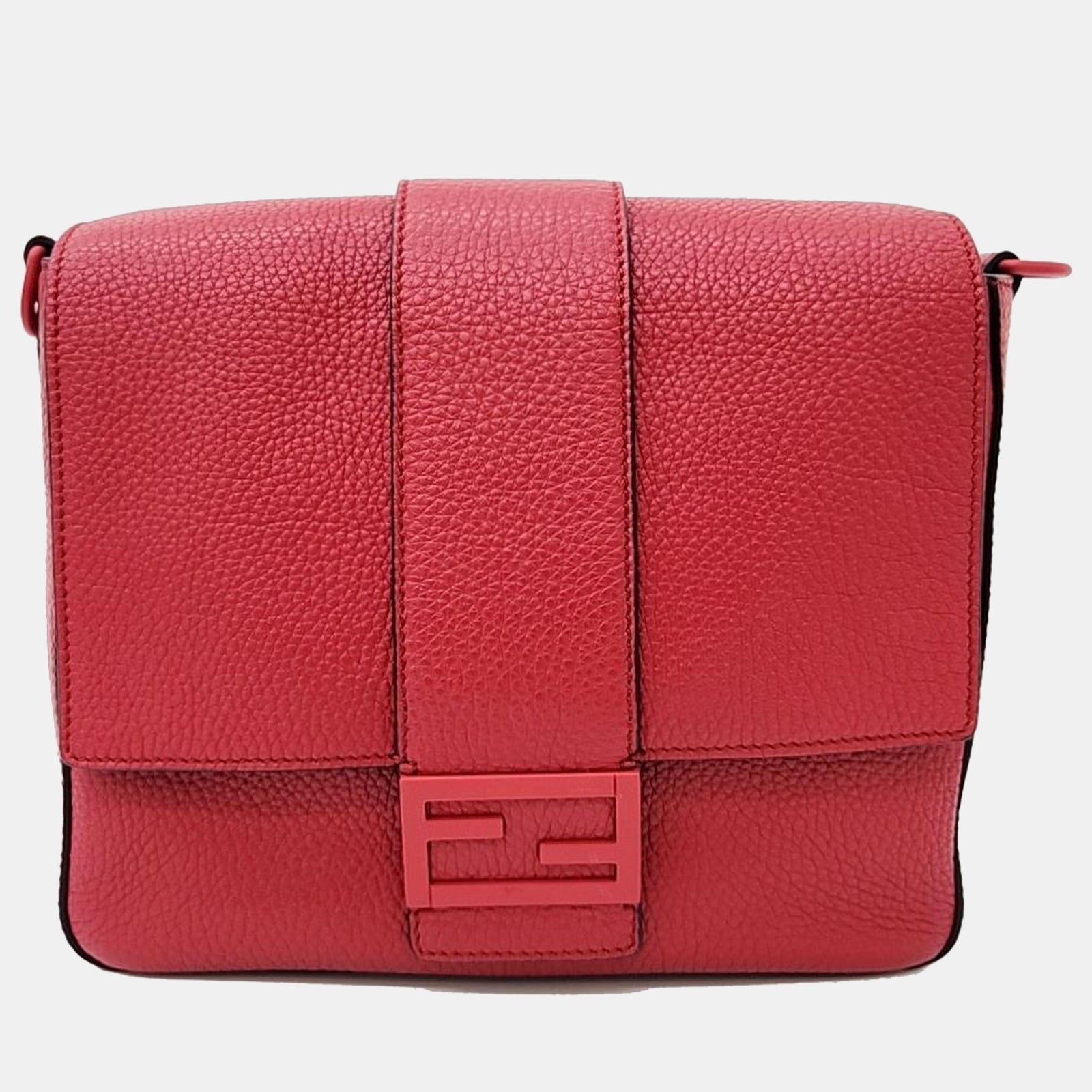 Fendi Baguette Red Leather Medium Messenger Bag