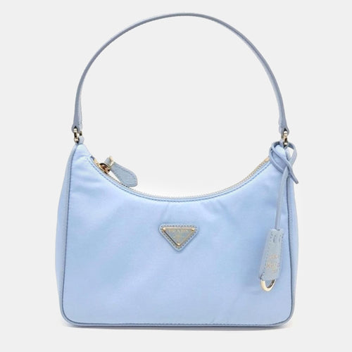 Blue Re-Nylon Tessuto Hobo Bag