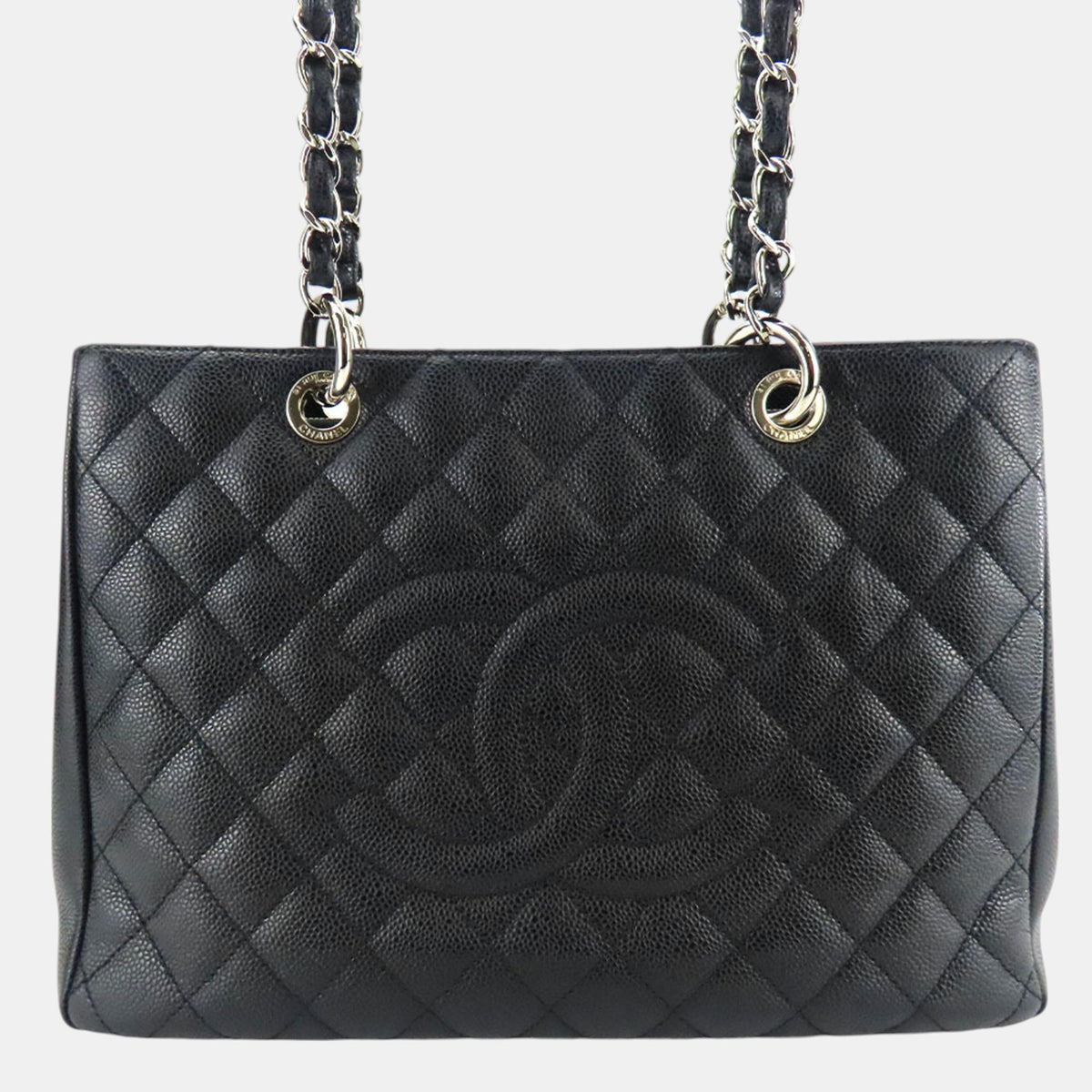 Chanel Black Caviar Skin GST Matelasse Chain Coco Mark Tote Bag