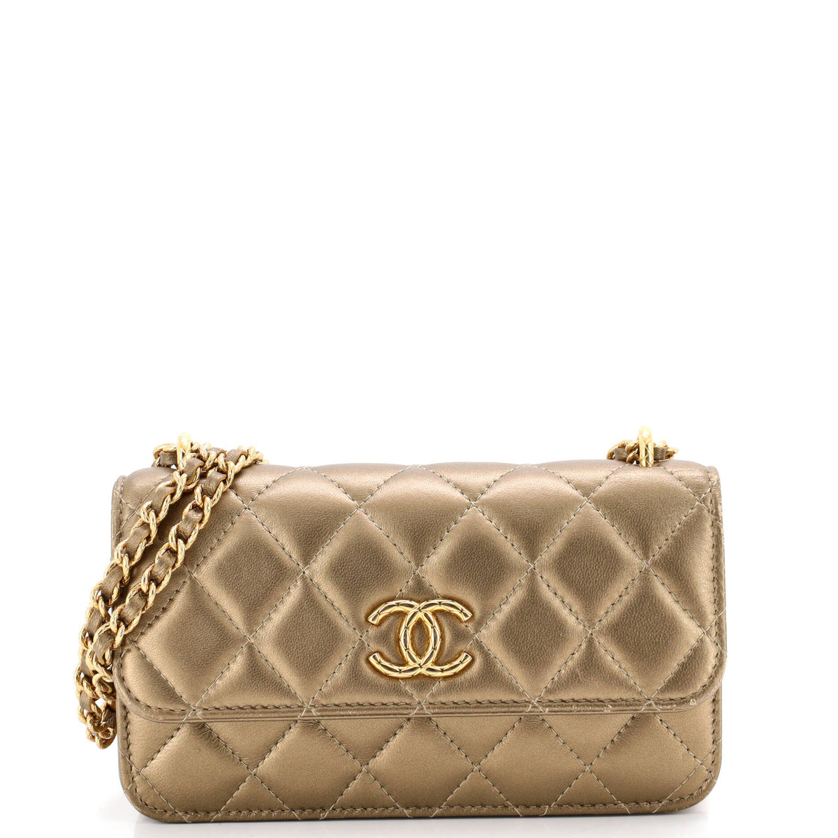 Chanel CHANEL CC Flap Phone Holder with Chain Quilted Lambskin Mini