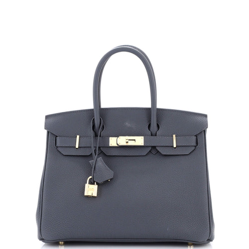 Birkin Handbag Grey Togo with Permabrass Hardware 30