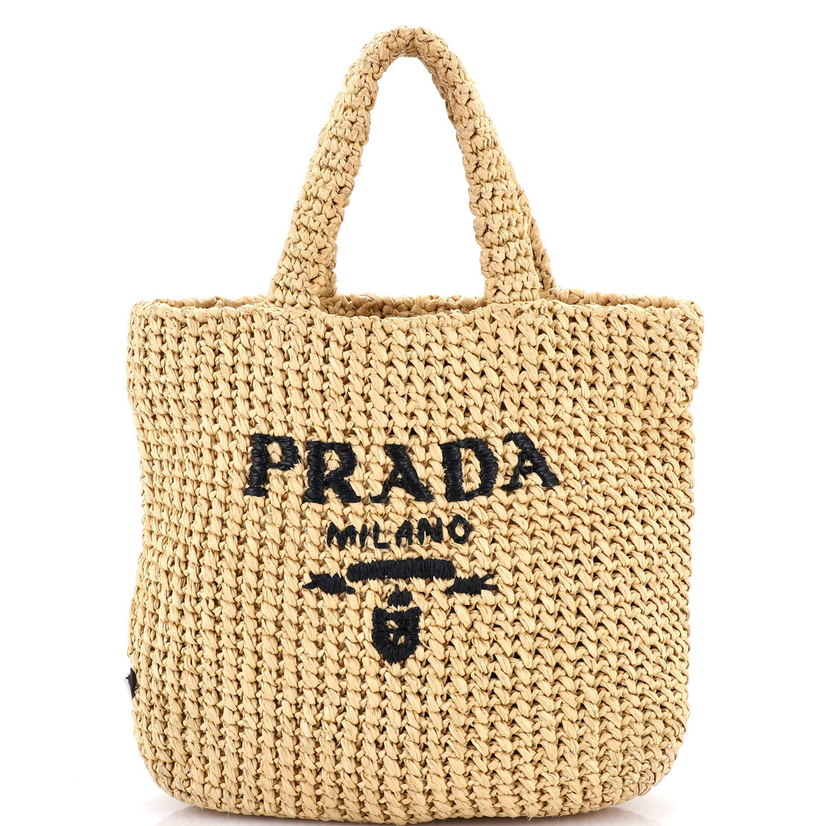 Prada PRADA Logo Tote Raffia Medium