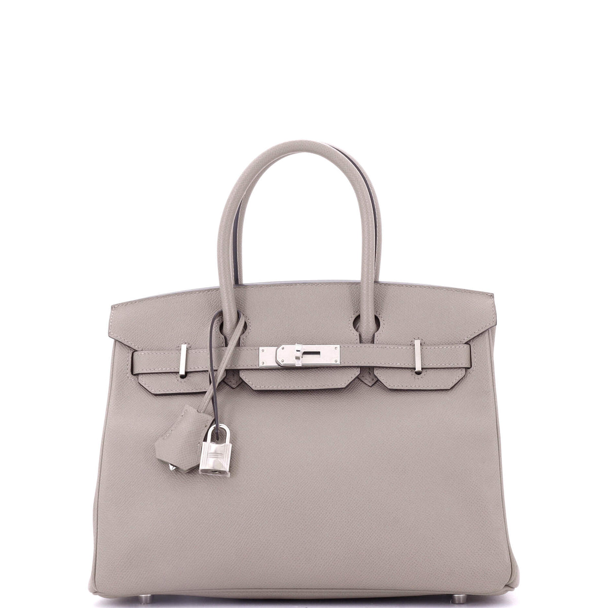 Herm?s Birkin Handbag Grey Epsom with Palladium Hardware 30