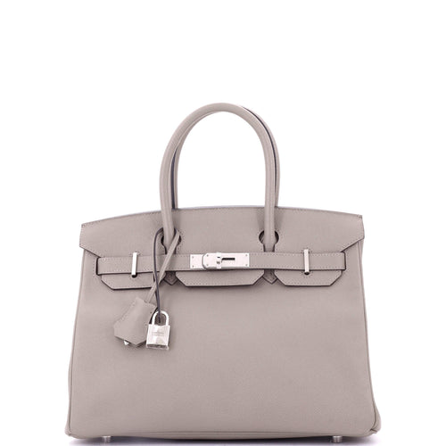 Birkin Handbag Grey Epsom with Palladium Hardware 30