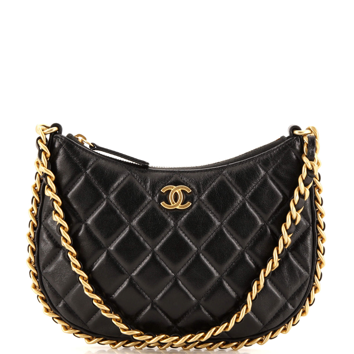 Chanel CHANEL CC Chain Around Hobo Quilted Lambskin