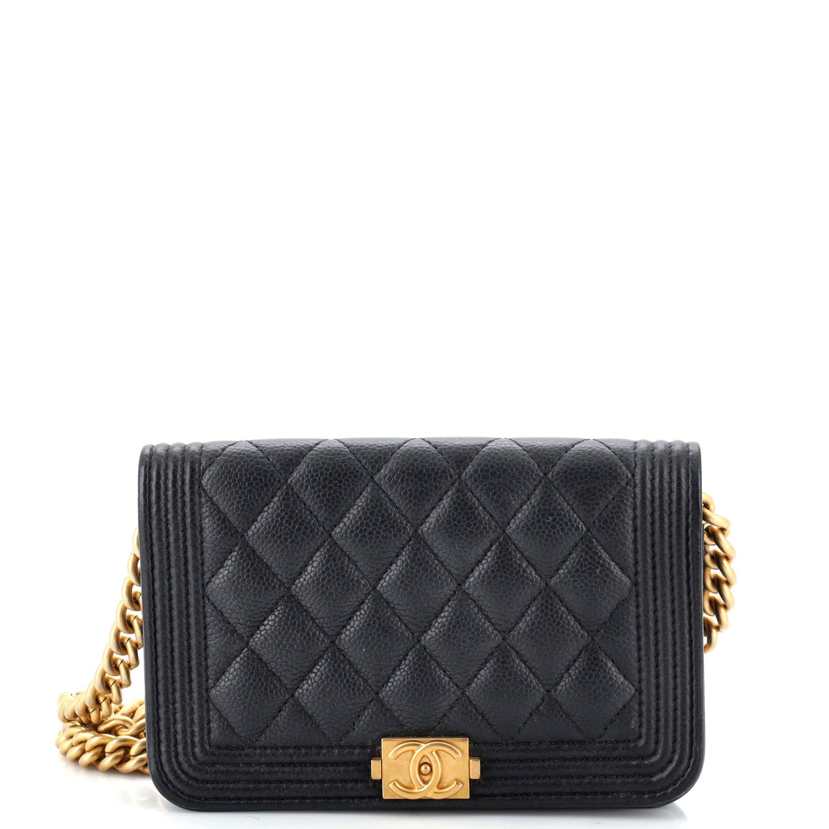 Chanel CHANEL Boy Wallet on Chain Quilted Caviar Mini