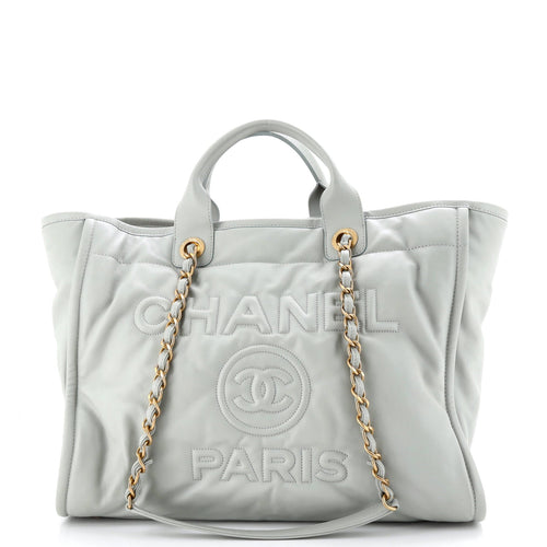 CHANEL Deauville NM Tote Embossed Calfskin Medium