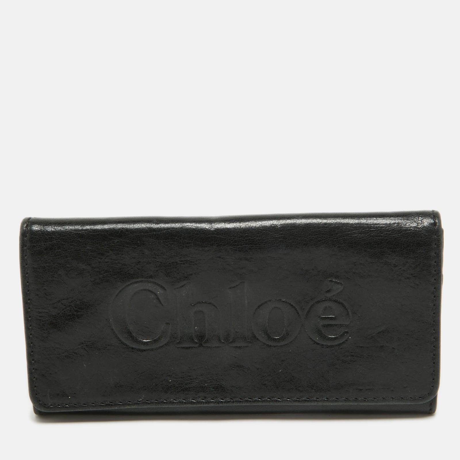 Chloe Black Leather Logo Continental Wallet