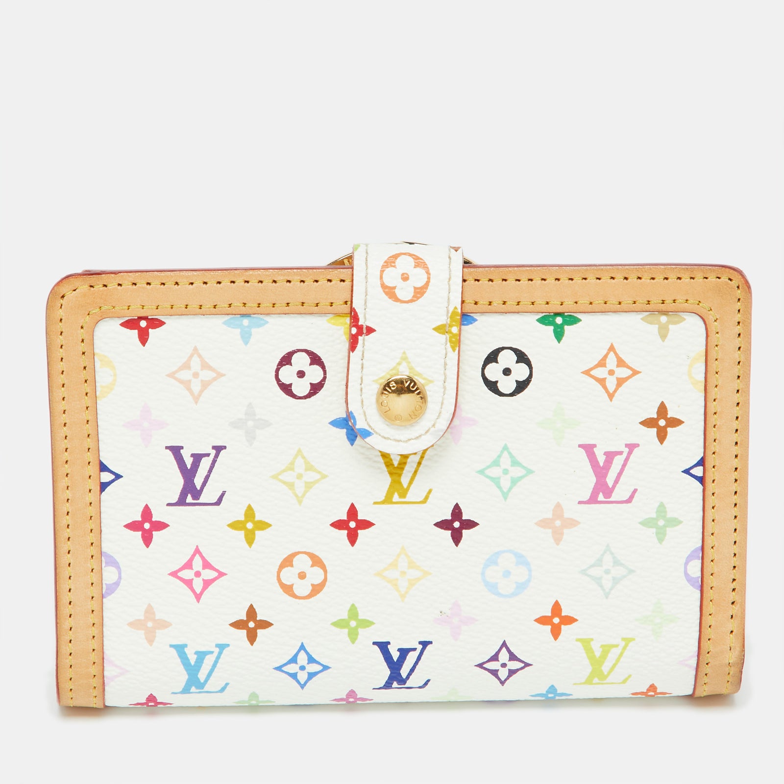 Louis Vuitton Portefeuille français en toile monogrammée blanche et multicolore