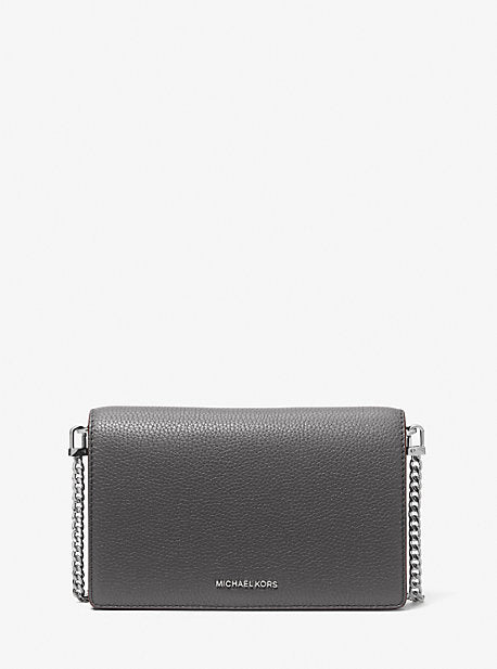 Michael Kors MK Jet Set Medium Pebbled Leather Crossbody Bag - Grey - Michael Kors