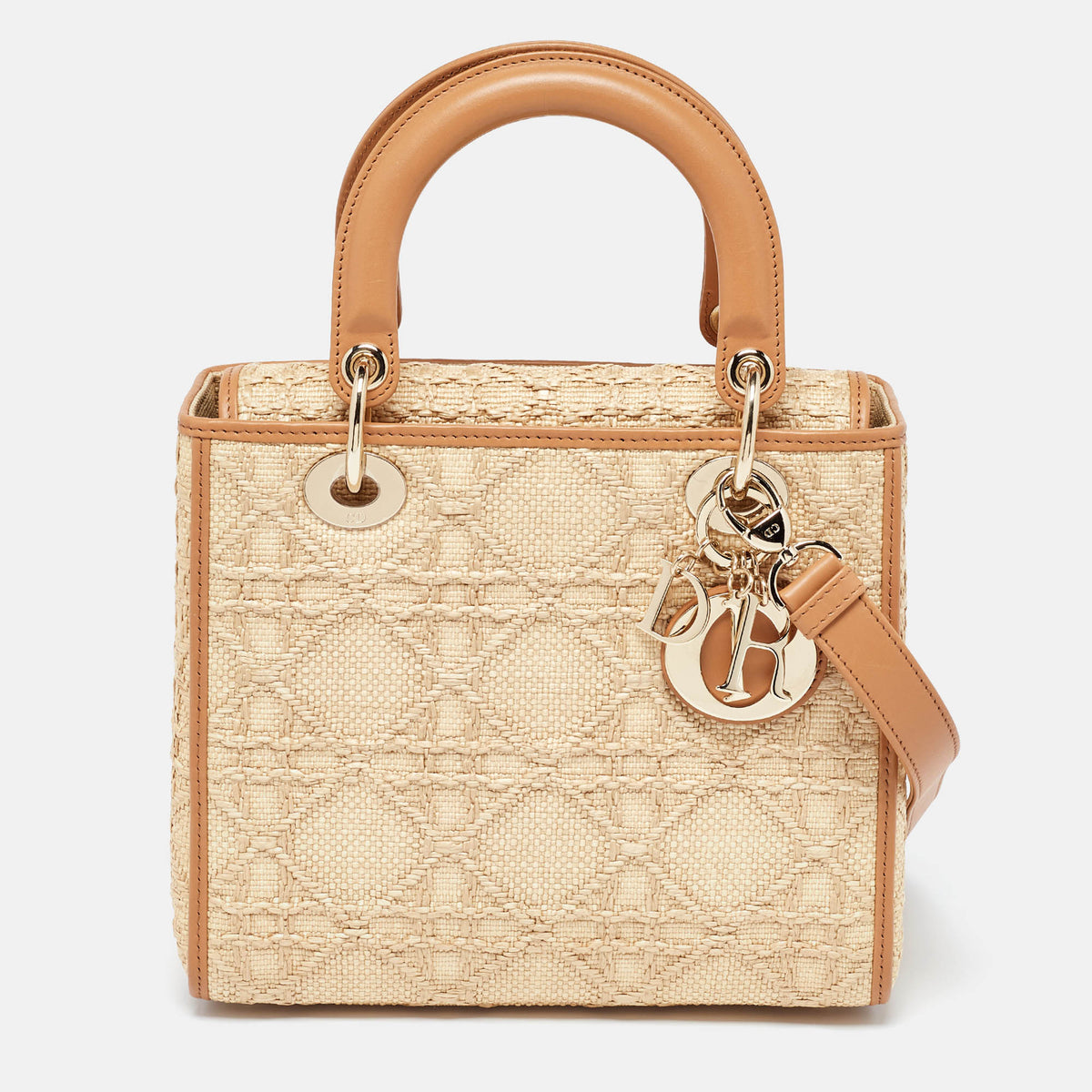 Dior Beige Raffia and Leather Medium Lady Tote