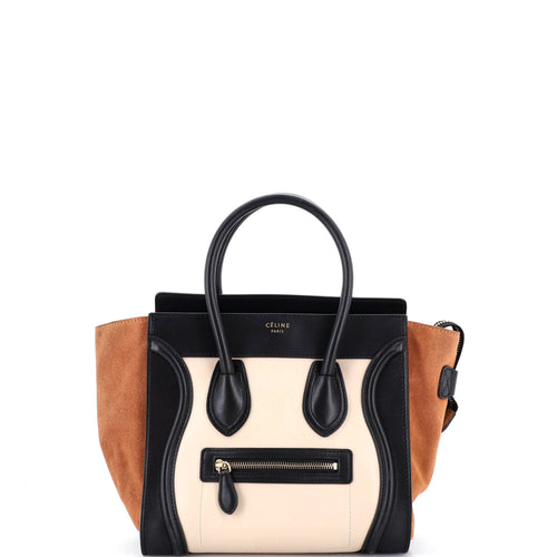 CELINE Tricolor Luggage Bag Leather Micro