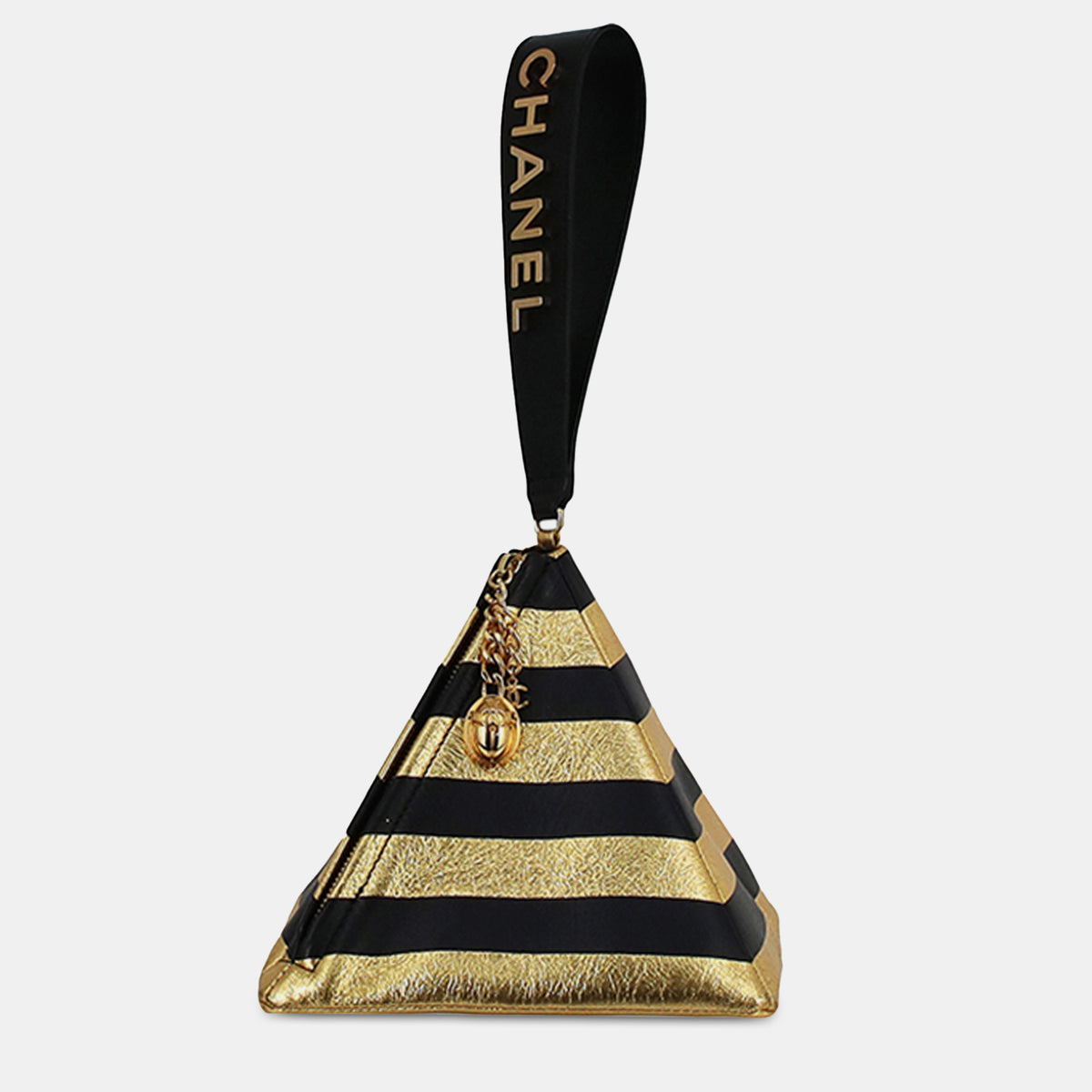 Chanel Metallic Lambskin Kheops Pyramid Clutch Bag