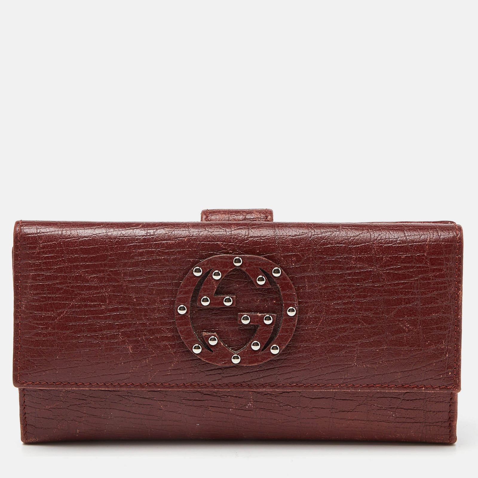 Gucci Brick Leather Soho Studded Continental Wallet