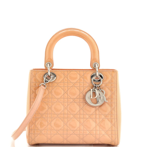 Lady Dior Bag Cannage Quilt Patent Medium