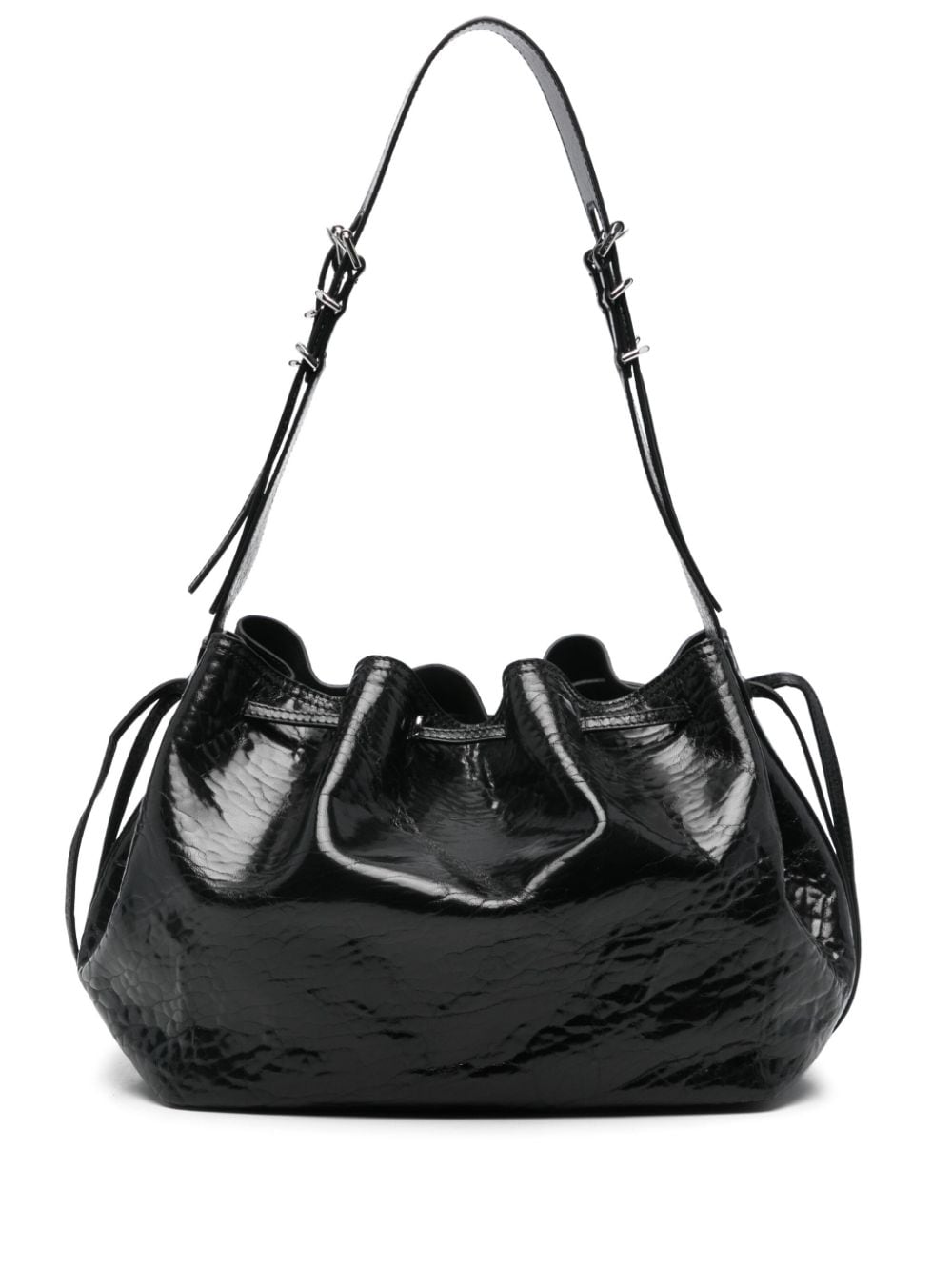 Givenchy Women's Pumpkin Medium Bag In Cracked Patent Leather in Black | BB510TB24X