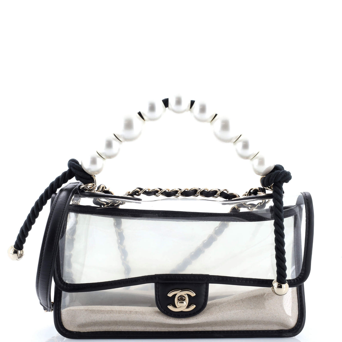 Chanel CHANEL Sand By The Sea Pearl Flap Bag PVC with Lambskin Medium