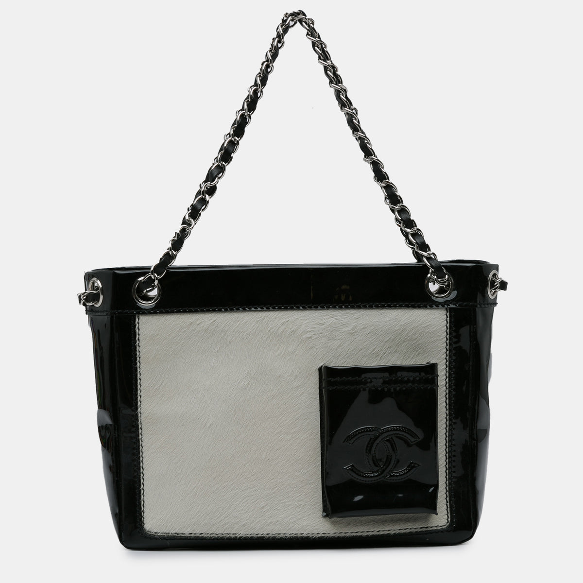 Chanel Small Patent and Pony Hair Pocket Tote Bag