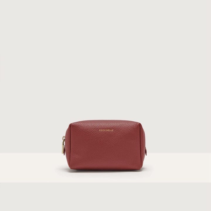 Coccinelle Grained Leather Make-Up Bag Trousse Maxi