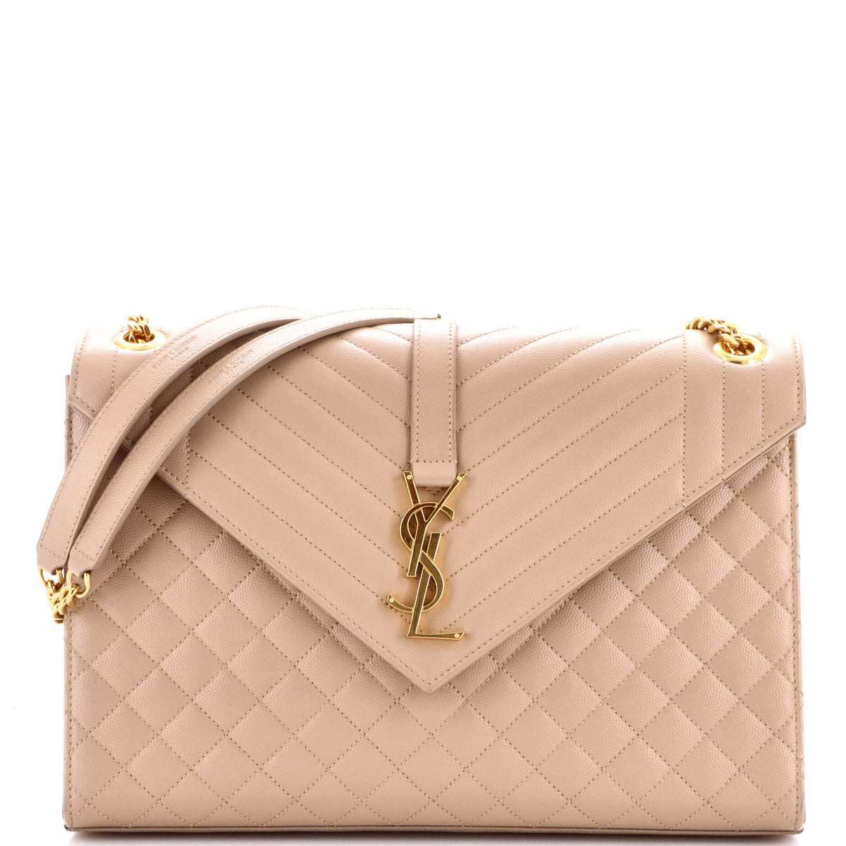 Saint Laurent Classic Monogram Envelope Satchel Mixed Matelasse Leather Large