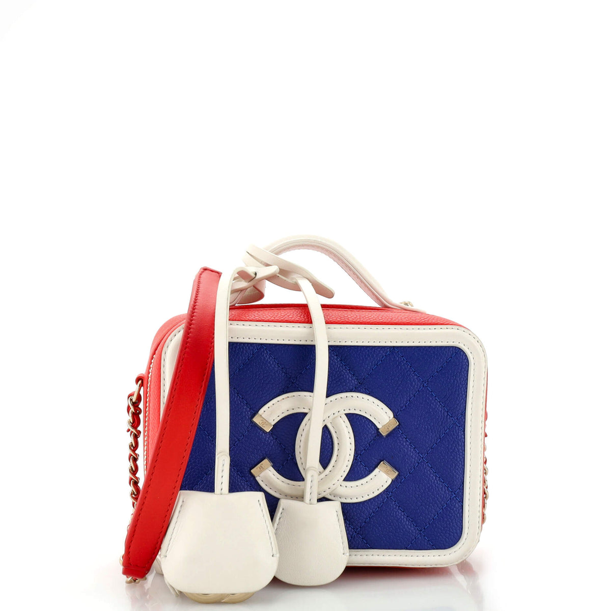 Chanel CHANEL Filigree Vanity Case Quilted Caviar Small