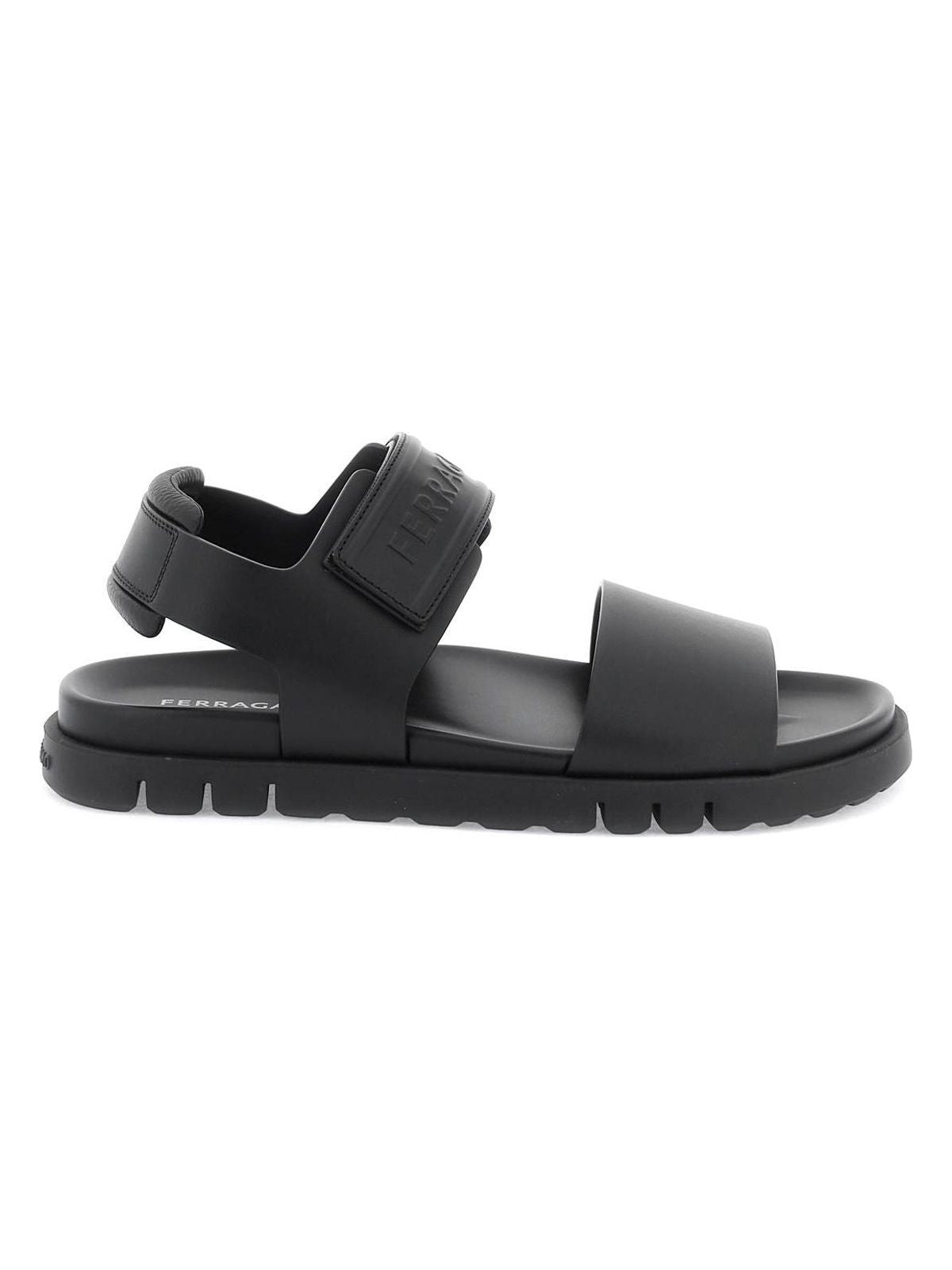 Ferragamo Men's Salvatore Double Strap Sandals With Stylish Design in Black | Size 8 | 0271950772590