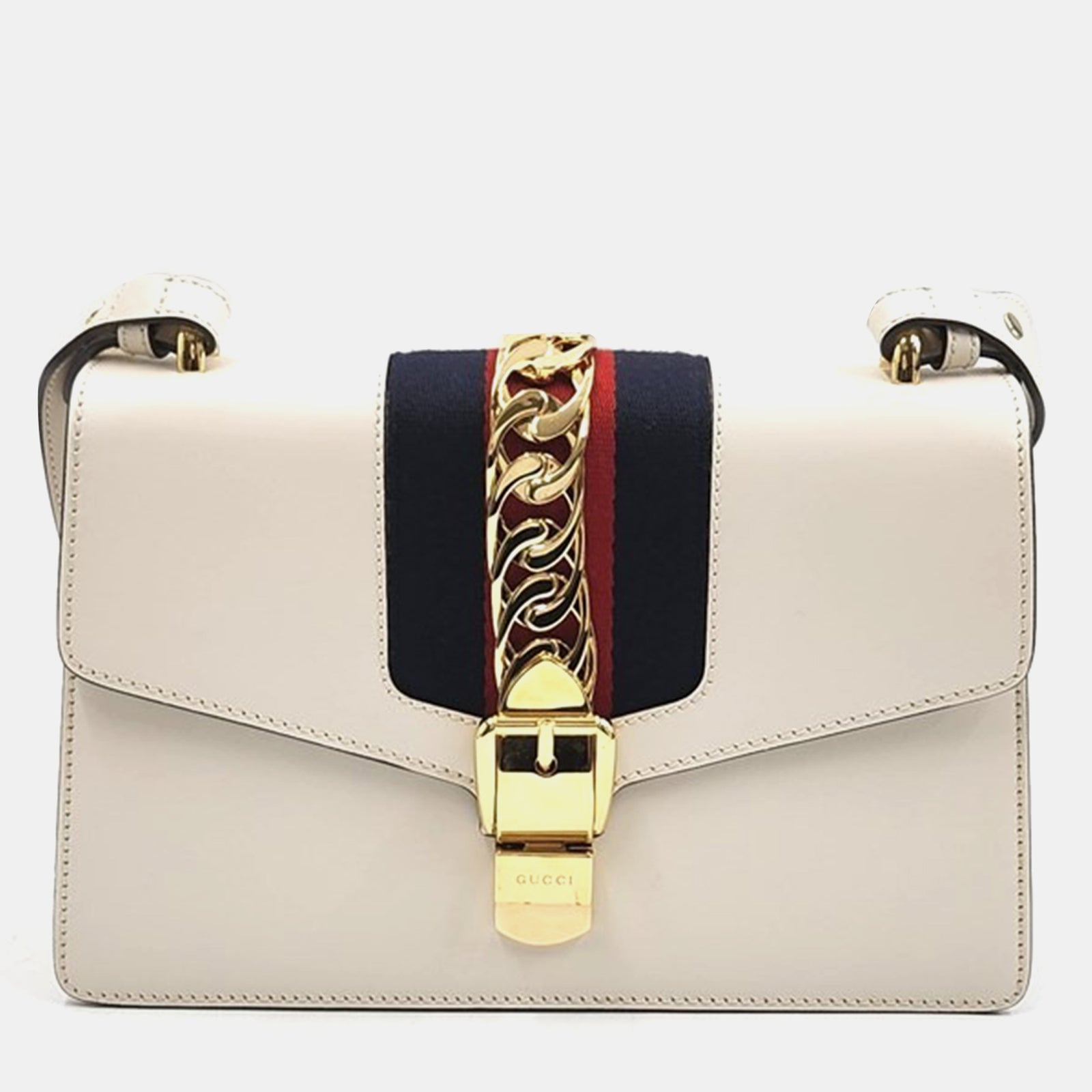 Gucci Ivory Leather Sylvie Shoulder Bag