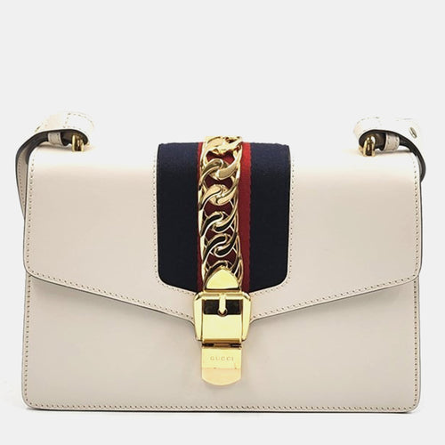 Ivory Leather Sylvie Shoulder Bag