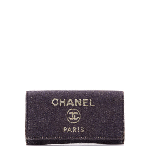 CHANEL Deauville Flap Wallet Lurex Canvas Long