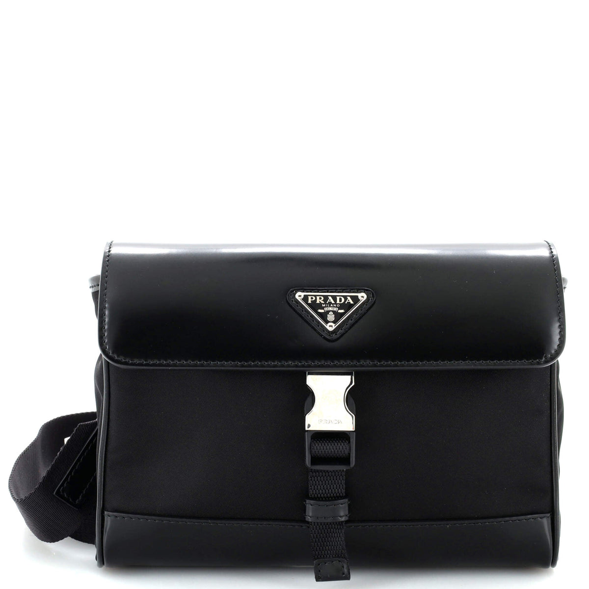 Prada PRADA Buckle Flap Crossbody Bag Re-Nylon and Leather Small
