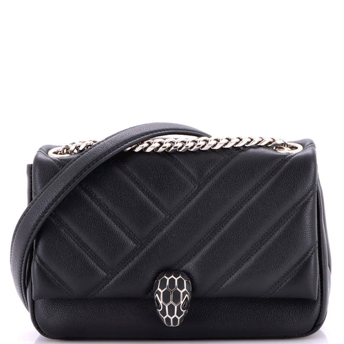 BVLGARI Serpenti Cabochon Shoulder Bag Diagonal Quilted Leather Small