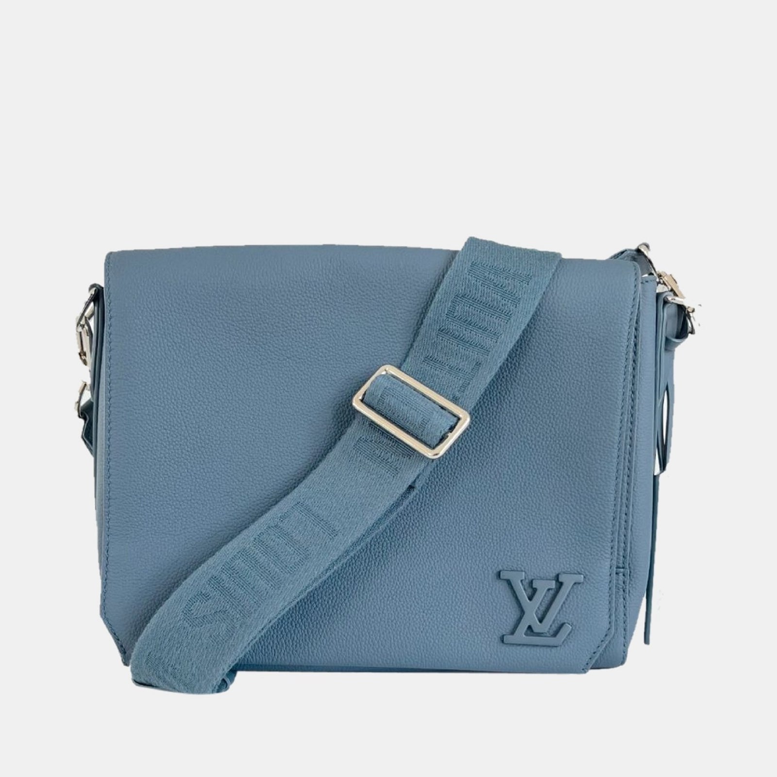 Louis Vuitton Blaue Umhängetasche „Takeoff“ aus Leder mit Aerogram-Motiv