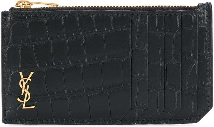 Saint Laurent Men's Tiny Cassandre Logo Plaque Cardholder in Nero | 629899DZE0W1000
