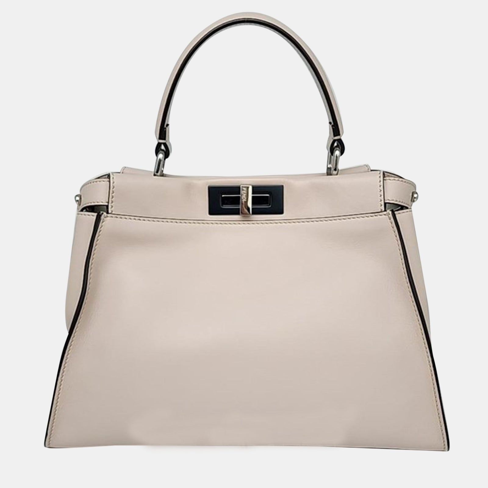 Fendi Neutral Leather Peekaboo Medium Satchel Bag