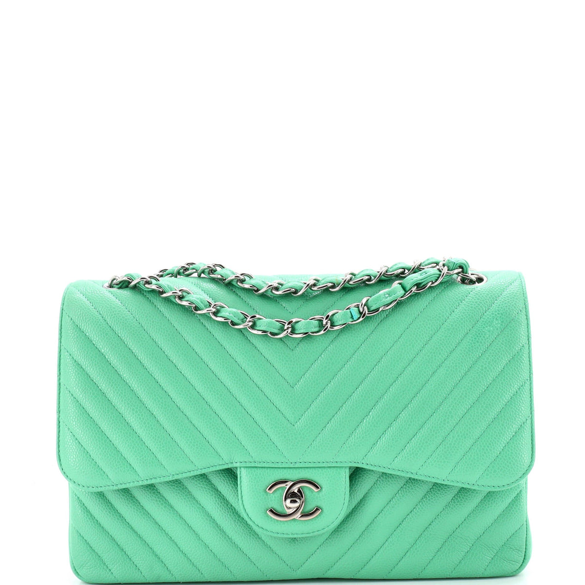 Chanel CHANEL Classic Double Flap Bag Chevron Caviar Jumbo