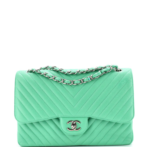 CHANEL Classic Double Flap Bag Chevron Caviar Jumbo