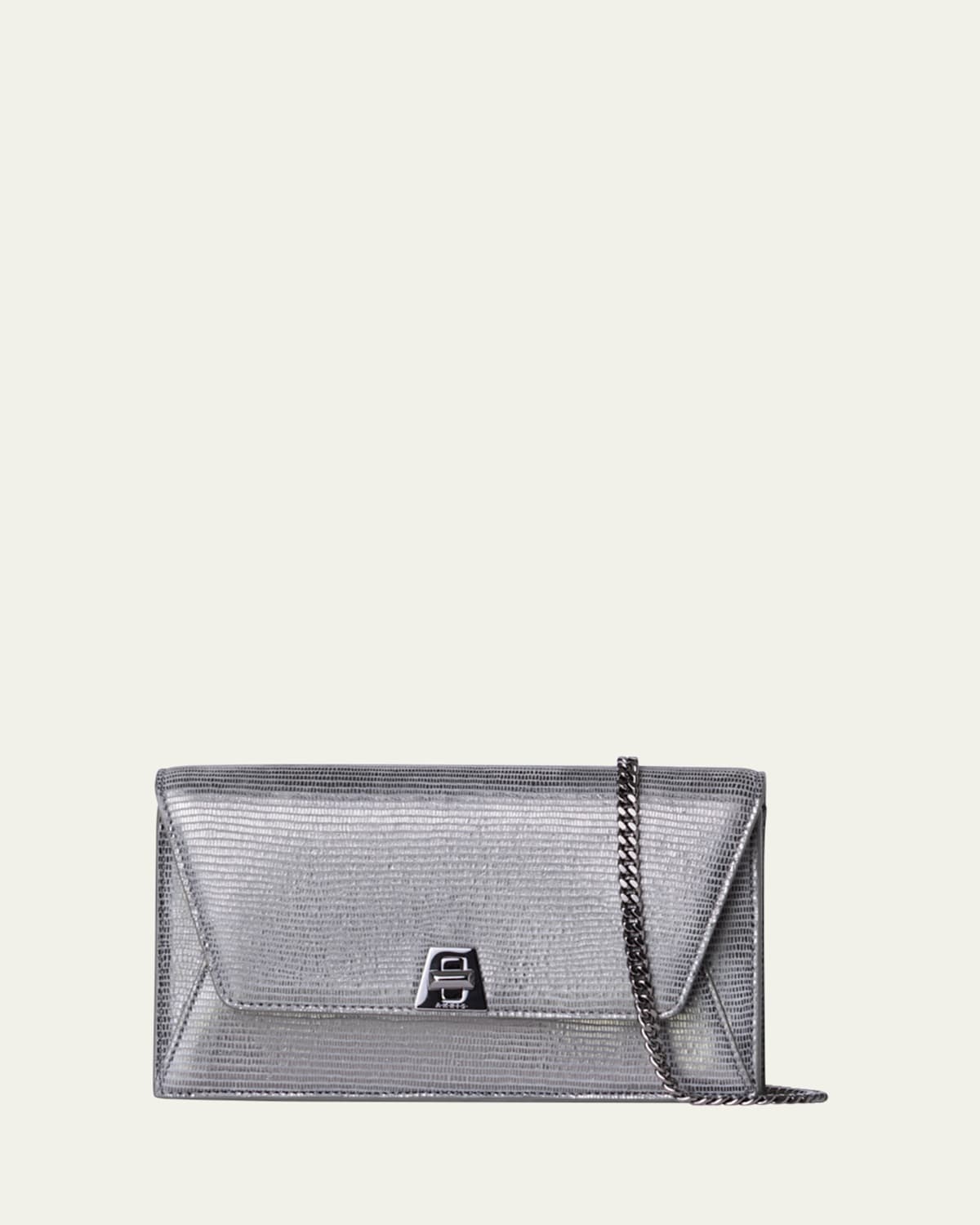 Boss Anouk Lizard-Print Clutch Bag w/ Chain