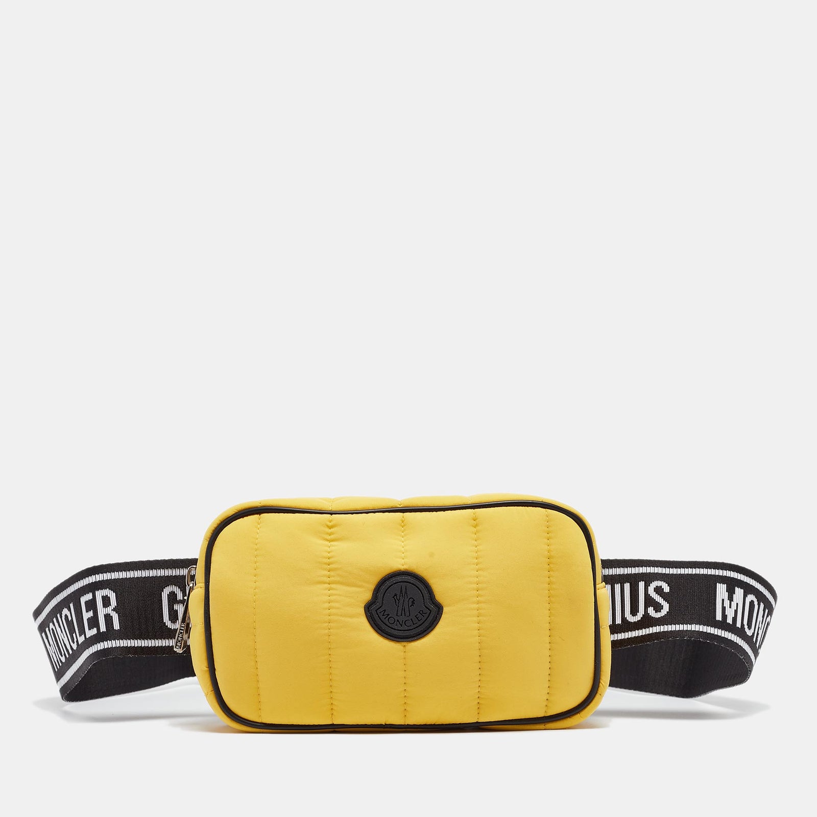 Moncler Yellow/Black Quilted Nylon Logo Belt Bag