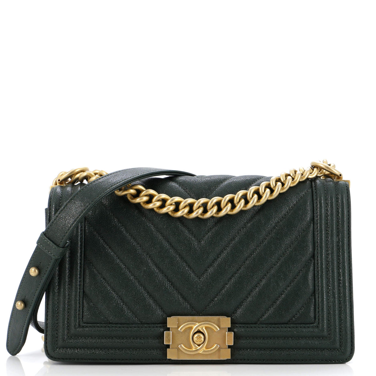 Chanel CHANEL Boy Flap Bag Chevron Caviar Old Medium